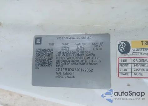 2018 Chevrolet Camaro 1Lt из США, поврежденный, VIN 1G1FB1RX7J0177052